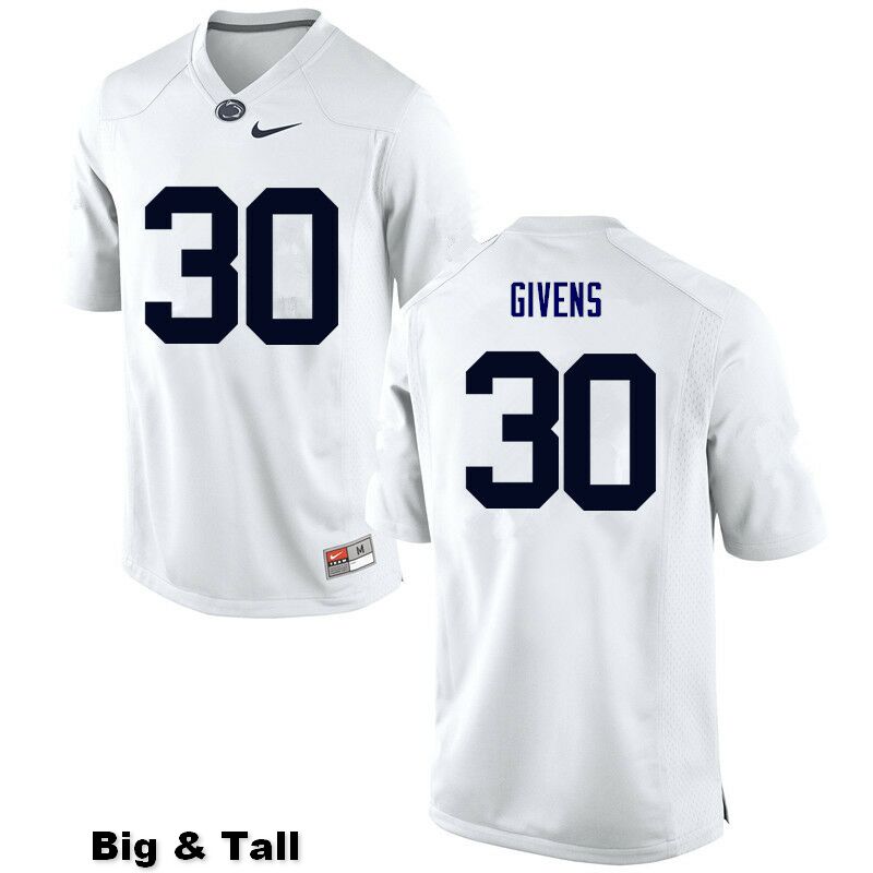 NCAA Nike Men's Penn State Nittany Lions Kevin Givens #30 College Football Authentic Big & Tall White Stitched Jersey WIB6498ZB